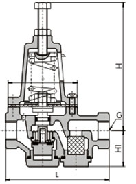 Y11X型直接作用薄膜式減壓閥結構示意圖 Y11X型直接作用薄膜式減壓閥結構示意圖
