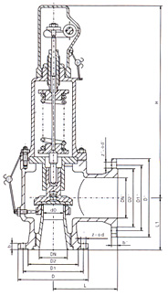 A44型封閉帶板手全啟式安全閥結(jié)構(gòu)圖 A44型封閉帶板手全啟式安全閥結(jié)構(gòu)圖