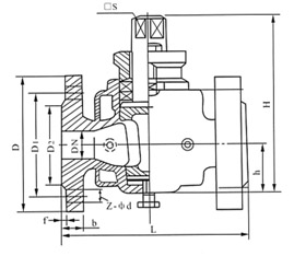 二通保溫旋塞閥結構示意圖 二通保溫旋塞閥結構示意圖