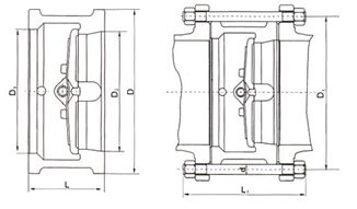 H76對夾雙瓣旋啟式止回閥結構示意圖 H76對夾雙瓣旋啟式止回閥結構示意圖