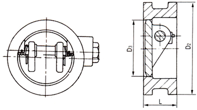 H77型對(duì)夾式止回閥結(jié)構(gòu)示意圖 H77型對(duì)夾式止回閥結(jié)構(gòu)示意圖
