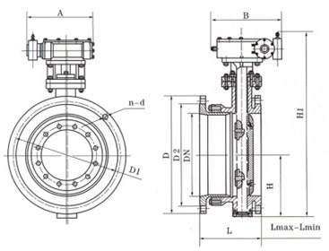 管網法蘭式伸縮蝶閥結構示意圖 管網法蘭式伸縮蝶閥結構示意圖