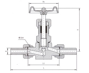 J21外螺紋針型閥結構示意圖 J21外螺紋針型閥結構示意圖